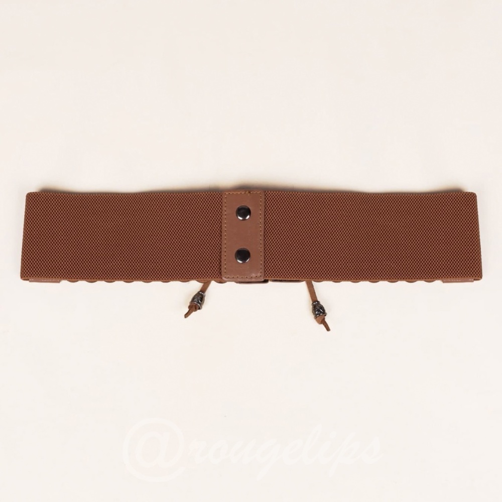 PU Wide Corset Laser Cut Hollow Out Brown Belt Boho - Picture 4 of 6